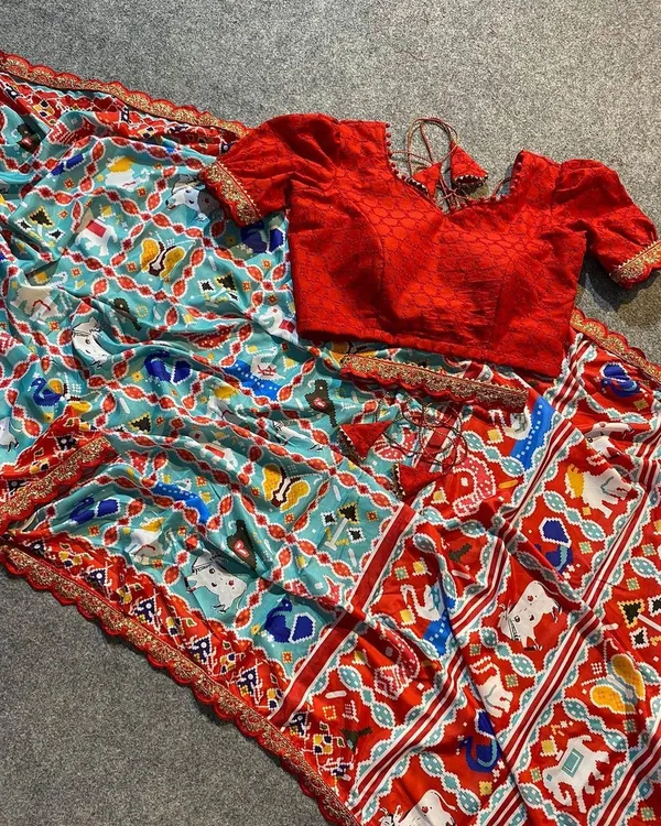 Animale_Sky_Blue_–_Animal_Print_Diwali_Special_|_Soft_Satin_Silk_Saree_with_Digital_Print,_Ready-Made_Blouse_with_Hip_Belt