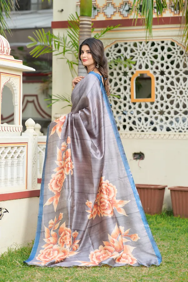 Gulab_Grey_–_Rosy_Aesthetic_Edit_for_You_|_Soft_Tussar_Silk_Saree_with_Print,_Border_&_Contrast_Print_Blouse