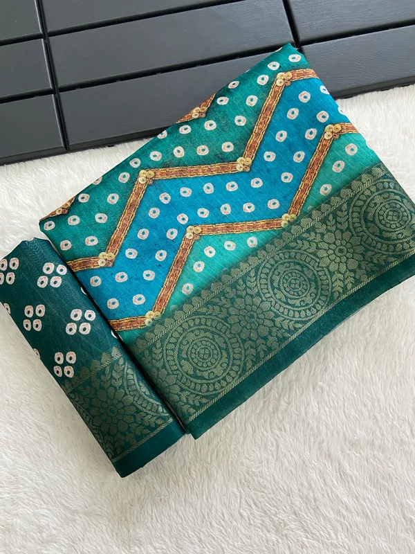 Soft_Tussar_Silk_Weaving_Saree_(Rama),_With_Attractive_Weaving_Border_And_Rich_Zari_Weaving_Pallu