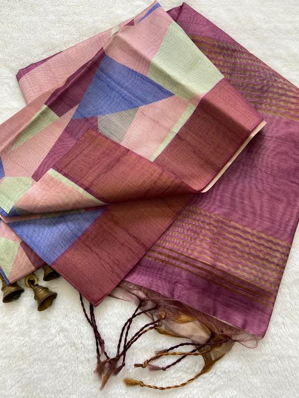 Siya_Wine_–_Zari_Line_Diwali_Special_|_Soft_Tussar_Silk_Saree_with_Print,_Zari_Line_Saree_&_Print_Blouse_with_Tassels
