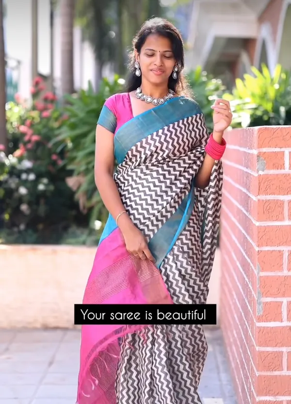 Krishna_Pink_–_Devotional_Navratri_Special_|_Soft_Tussar_Silk_Saree_with_Blouse_Piece