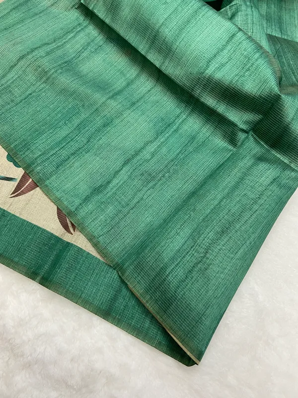 Yami_Grey_&_Rama_Green_–_Aesthetic_Edit_for_You_|_Soft_Tussar_Silk_Saree_with_Print,_Border_&_Contrast_Print_Blouse