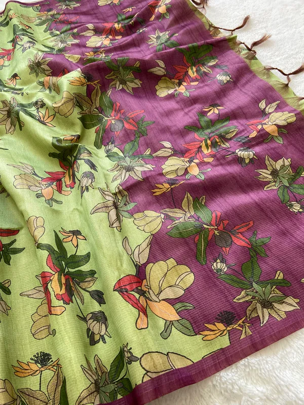 Soft_Tussar_Silk_sarees_with_Beautiful_Print_With_Attractive_Zari_Line_Saree_And_Print_Blouse_With_Tassels