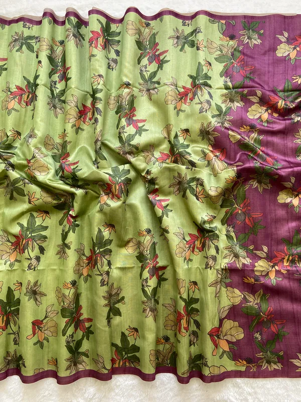 Soft_Tussar_Silk_sarees_with_Beautiful_Print_With_Attractive_Zari_Line_Saree_And_Print_Blouse_With_Tassels