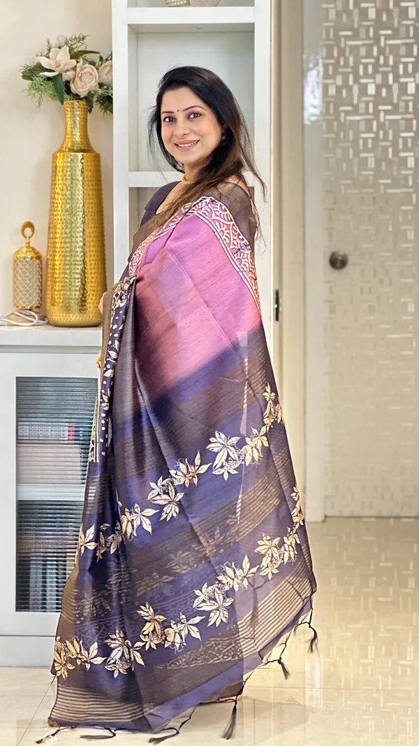 Lakshmi_Blue_–_Auspicious_Diwali_Special_|_Soft_Tussar_Silk_Saree_with_Print,_Border_&_Contrast_Print_Blouse_with_Tassels