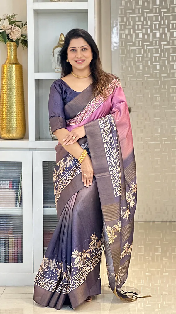 Lakshmi_Blue_–_Auspicious_Diwali_Special_|_Soft_Tussar_Silk_Saree_with_Print,_Border_&_Contrast_Print_Blouse_with_Tassels