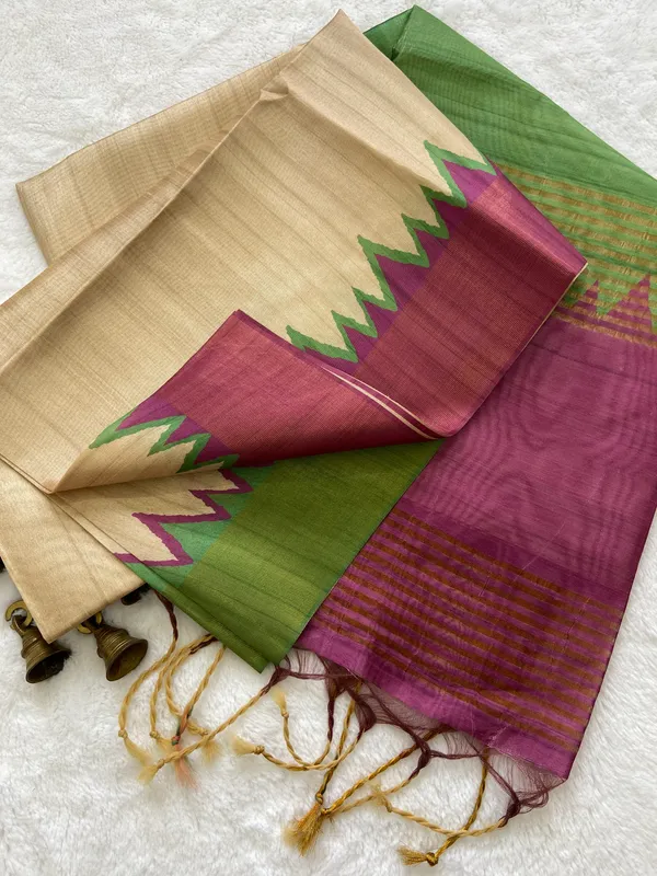 Parvati_Wine_–_Divine_Navratri_Special_|_Soft_Tussar_Silk_Saree_with_Print,_Zari_Line_Saree_&_Print_Blouse_with_Tassels