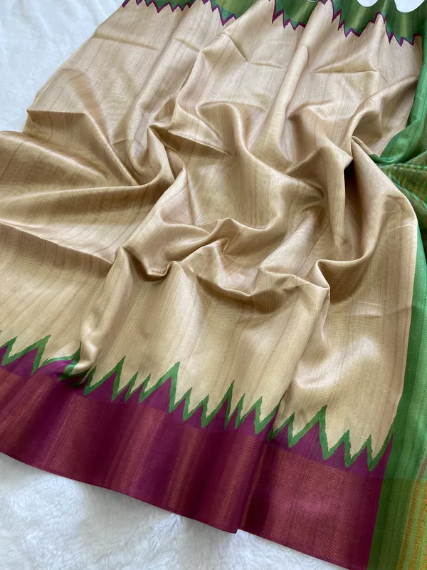 Parvati_Wine_–_Divine_Navratri_Special_|_Soft_Tussar_Silk_Saree_with_Print,_Zari_Line_Saree_&_Print_Blouse_with_Tassels