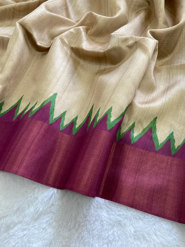 Parvati_Wine_–_Divine_Navratri_Special_|_Soft_Tussar_Silk_Saree_with_Print,_Zari_Line_Saree_&_Print_Blouse_with_Tassels