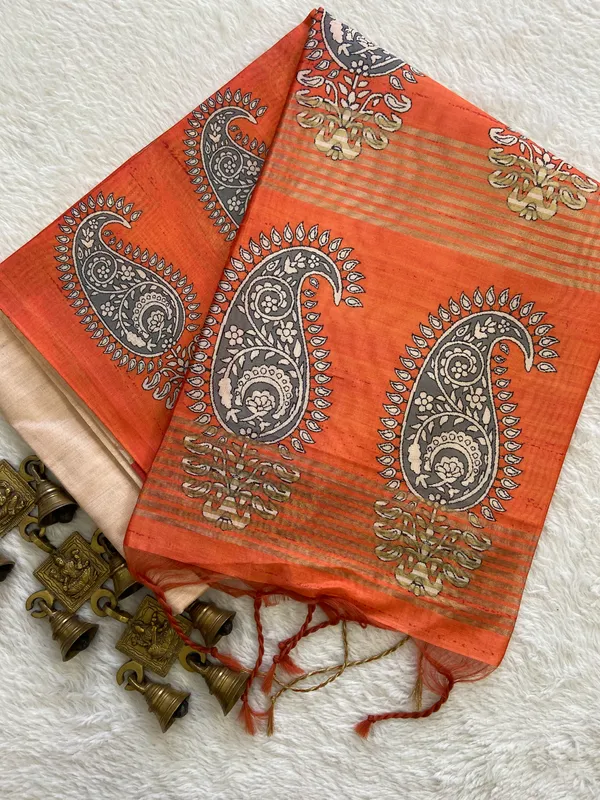 Mango_Orange_–_Diwali_Special_|_Soft_Tussar_Silk_Saree_with_Blouse_Piece