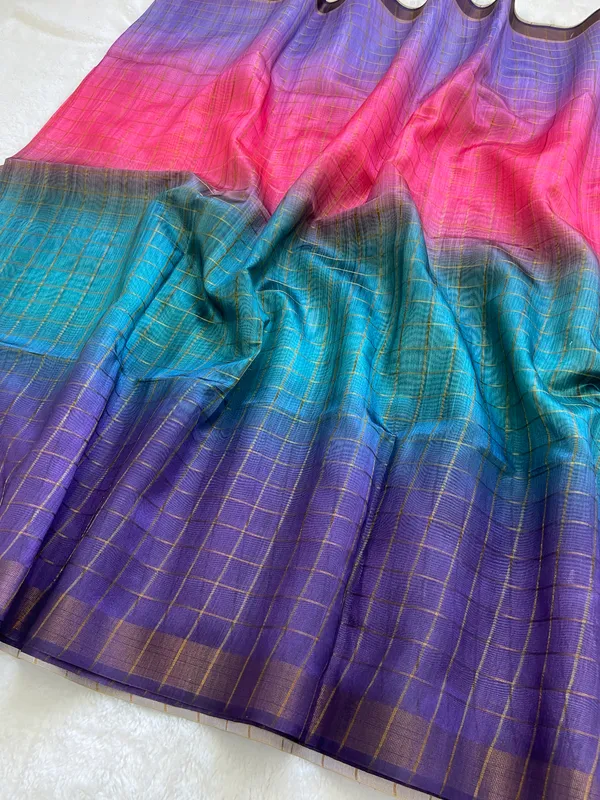 Nithya_Blue_No.2_–_Timeless_Navratri_Special_|_Soft_Tussar_Silk_Saree_with_Print,_Zari_Line_Saree_&_Print_Blouse_with_Tassels