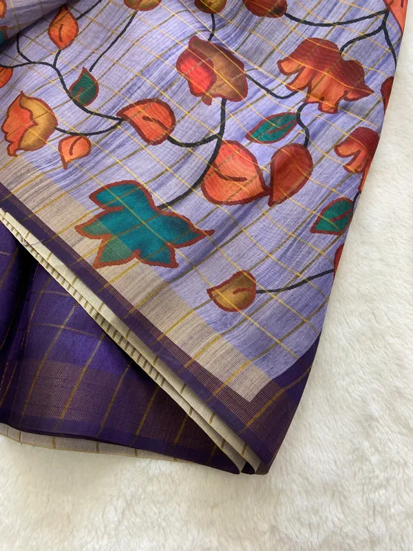 Nithya_Blue_No.2_–_Timeless_Navratri_Special_|_Soft_Tussar_Silk_Saree_with_Print,_Zari_Line_Saree_&_Print_Blouse_with_Tassels