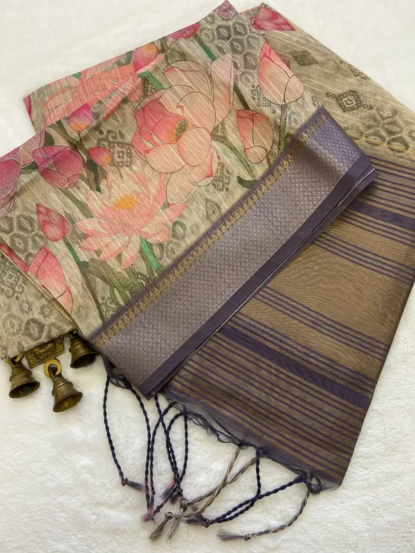 Bala_Navy_Blue_–_Navratri_Special_|_Soft_Tussar_Silk_Saree_with_Print,_Pallu_&_Contrast_Print_Blouse_with_Tassels