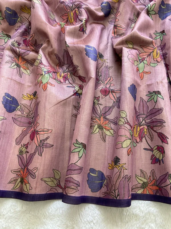 Soft_Tussar_Silk_sarees_with_Beautiful_Print_With_Attractive_Zari_Line_Saree_And_Print_Blouse_With_Tassels