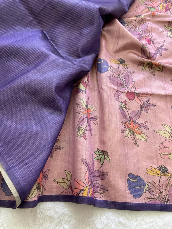 Soft_Tussar_Silk_sarees_with_Beautiful_Print_With_Attractive_Zari_Line_Saree_And_Print_Blouse_With_Tassels