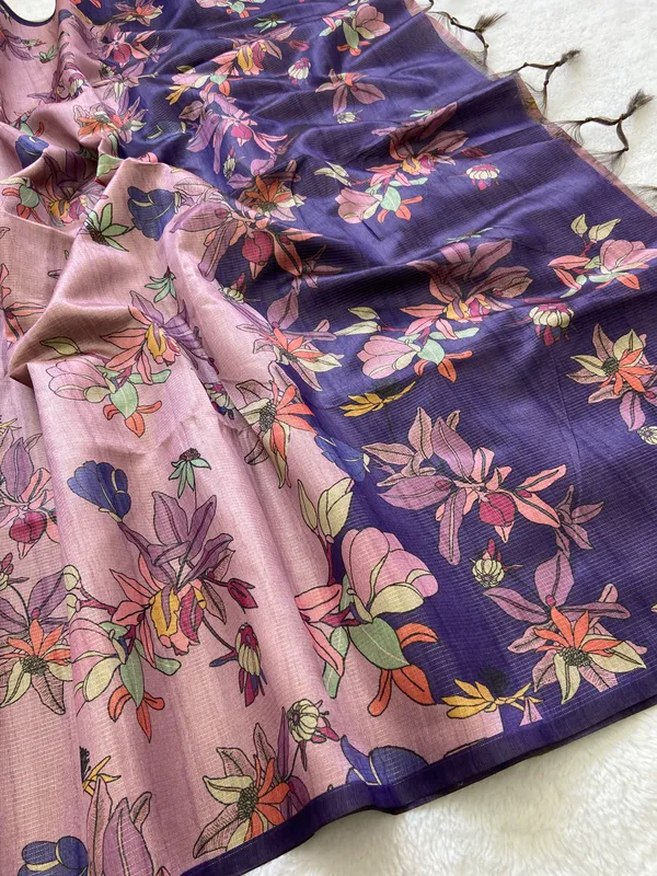 Soft_Tussar_Silk_sarees_with_Beautiful_Print_With_Attractive_Zari_Line_Saree_And_Print_Blouse_With_Tassels