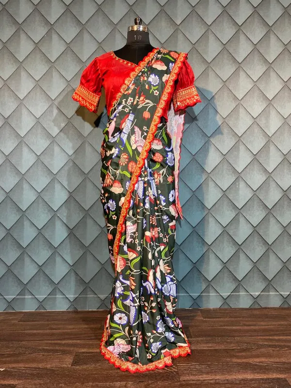Batak_2_Green_–_Diwali_Special_|_Soft_Satin_Silk_Saree_with_Digital_Print,_Ready-Made_Maggam_Blouse