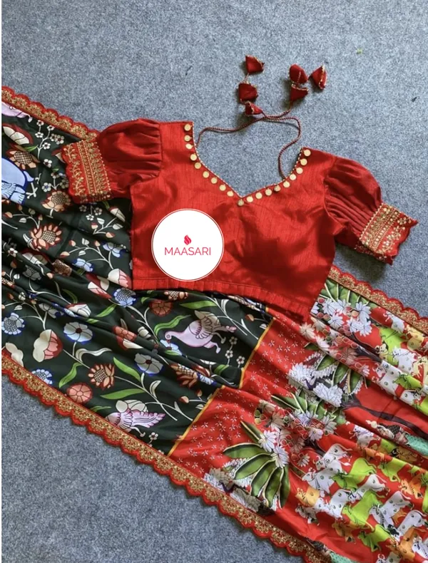 Batak_2_Green_–_Diwali_Special_|_Soft_Satin_Silk_Saree_with_Digital_Print,_Ready-Made_Maggam_Blouse