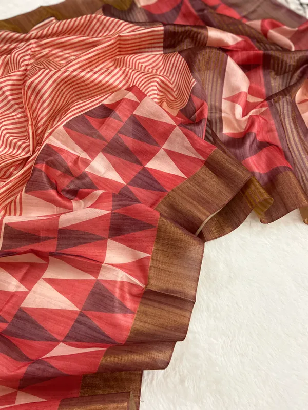 Janki_Wine_–_Graceful_Diwali_Special_|_Soft_Tussar_Silk_Saree_with_Print,_Border_&_Contrast_Print_Blouse_with_Tassels