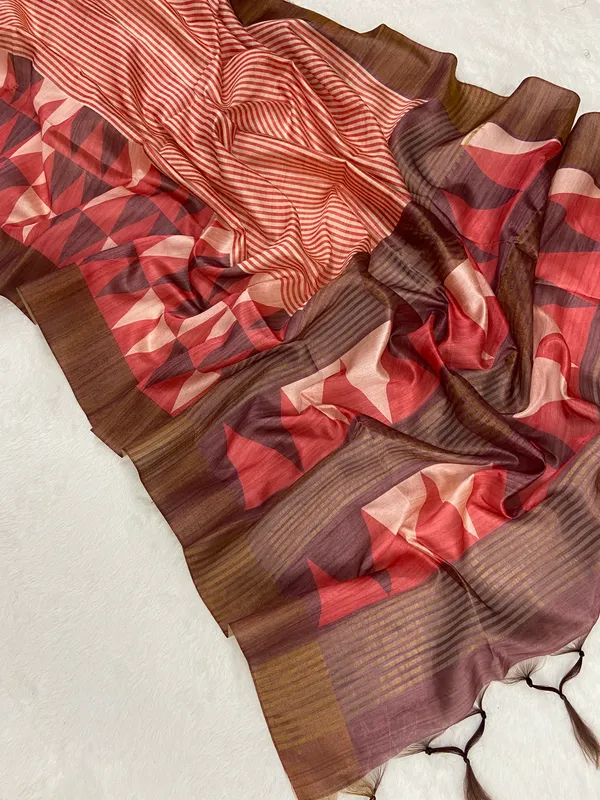 Janki_Wine_–_Graceful_Diwali_Special_|_Soft_Tussar_Silk_Saree_with_Print,_Border_&_Contrast_Print_Blouse_with_Tassels
