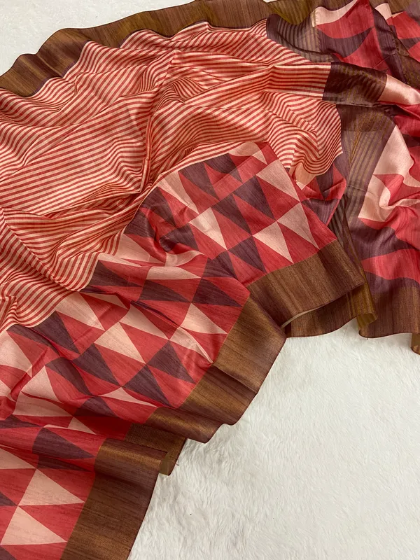 Janki_Wine_–_Graceful_Diwali_Special_|_Soft_Tussar_Silk_Saree_with_Print,_Border_&_Contrast_Print_Blouse_with_Tassels