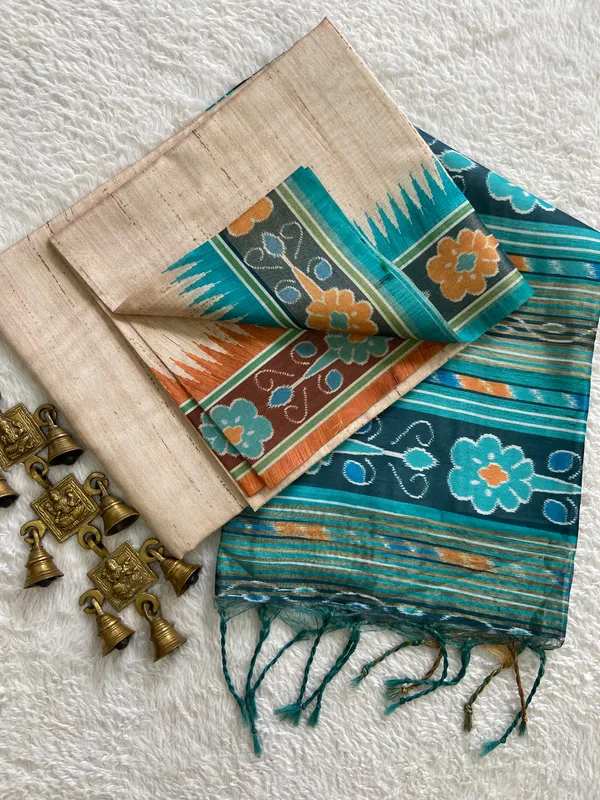 Soft_Tussar_Silk_Saree_(Sky),_with_Blouse_Peice