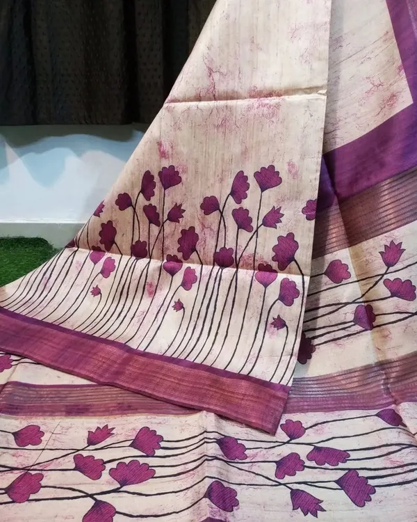 Tripti_Wine_–_Diwali_Special_|_Soft_Tussar_Silk_Saree_with_Blouse_Piece