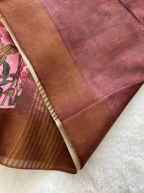 Jiya_Wine_&_Pink_–_Heartfelt_Diwali_Special_|_Soft_Tussar_Silk_Saree_with_Print,_Border_&_Contrast_Print_Blouse_with_Tassels