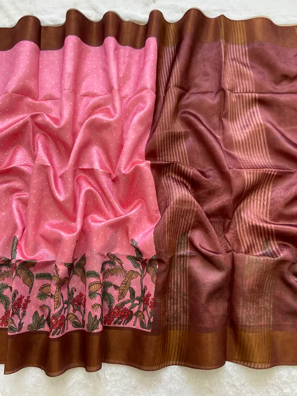 Jiya_Wine_&_Pink_–_Heartfelt_Diwali_Special_|_Soft_Tussar_Silk_Saree_with_Print,_Border_&_Contrast_Print_Blouse_with_Tassels