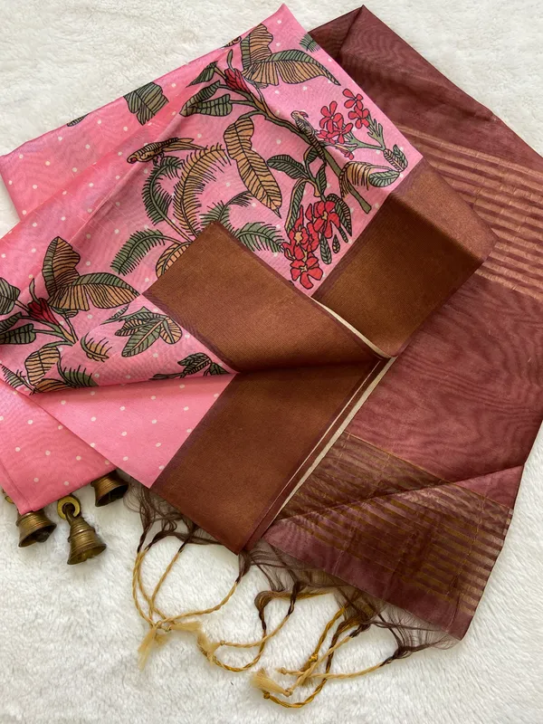 Jiya_Wine_&_Pink_–_Heartfelt_Diwali_Special_|_Soft_Tussar_Silk_Saree_with_Print,_Border_&_Contrast_Print_Blouse_with_Tassels