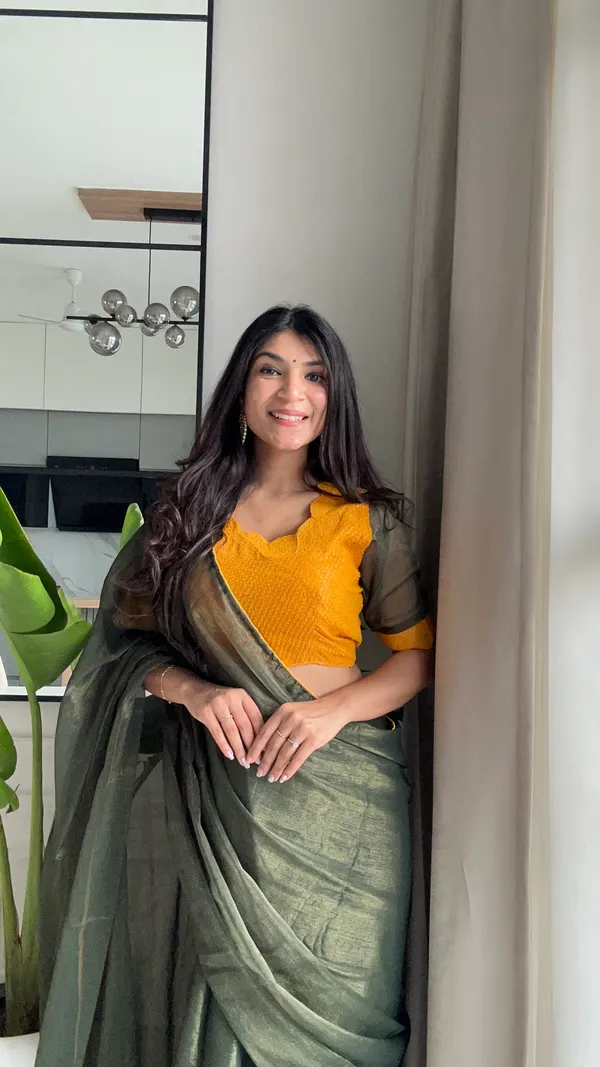 Satya_Green_–_Truthful_Diwali_Special_|_Premium_Gold_Coin_Fabric_Saree_with_Pattern,_Stitched_Blouse_Design_&_Georgette_Blouse_Fabric_&_Piping_Work