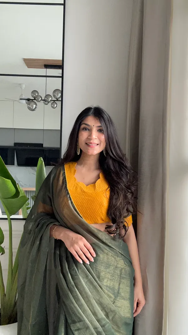 Satya_Green_–_Truthful_Diwali_Special_|_Premium_Gold_Coin_Fabric_Saree_with_Pattern,_Stitched_Blouse_Design_&_Georgette_Blouse_Fabric_&_Piping_Work