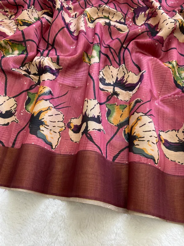 Anusha_Wine_–_Zari_Line_Diwali_Special_|_Soft_Tussar_Silk_Saree_with_Print,_Zari_Line_Saree_&_Print_Blouse_with_Tassels