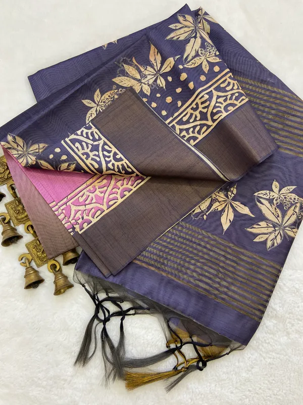Lakshmi_Blue_–_Auspicious_Diwali_Special_|_Soft_Tussar_Silk_Saree_with_Print,_Border_&_Contrast_Print_Blouse_with_Tassels