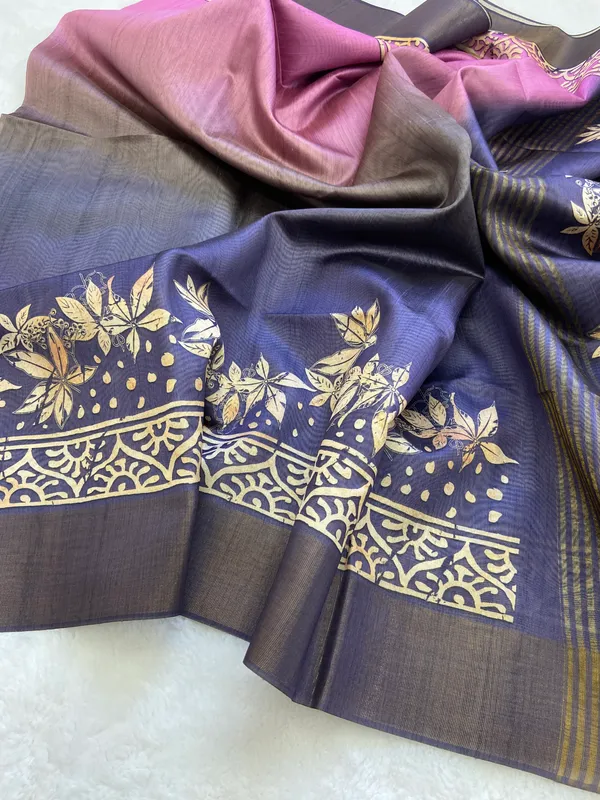Lakshmi_Blue_–_Auspicious_Diwali_Special_|_Soft_Tussar_Silk_Saree_with_Print,_Border_&_Contrast_Print_Blouse_with_Tassels