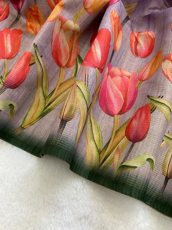 Rakhi_Wine_–_Diwali_Special_|_Soft_Tussar_Silk_Saree_with_Print,_Border_&_Contrast_Print_Blouse_with_Tassels