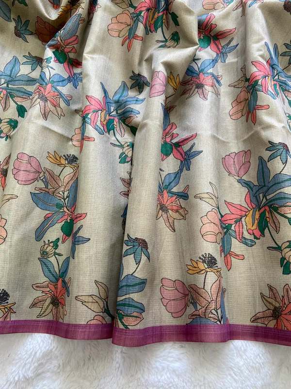 Soft_Tussar_Silk_sarees_with_Beautiful_Print_With_Attractive_Zari_Line_Saree_And_Print_Blouse_With_Tassels