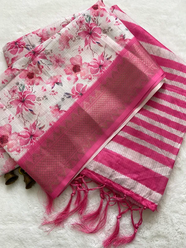 Alka_Pink_–_Aesthetic_Edit_for_You_|_Soft_Kota_Saree_with_Print,_Pallu_&_Contrast_Print_Blouse_with_Tassels