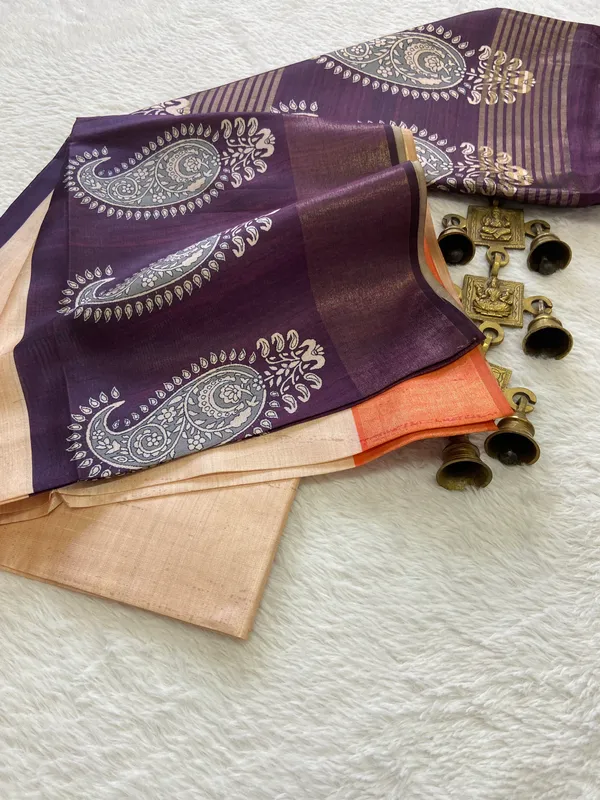 Mango_Wine_–_Diwali_Special_|_Soft_Tussar_Silk_Saree_with_Blouse_Piece