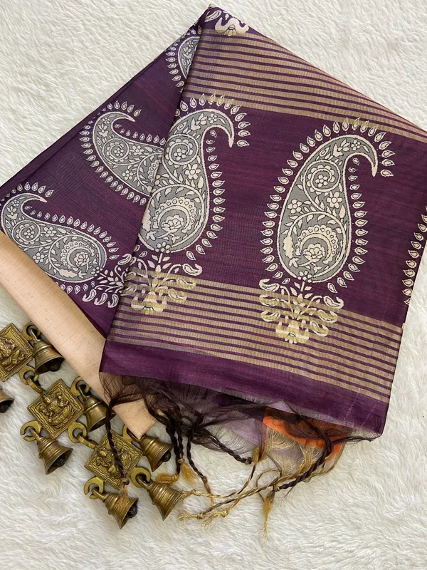 Mango_Wine_–_Diwali_Special_|_Soft_Tussar_Silk_Saree_with_Blouse_Piece