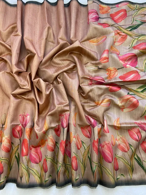 Rakhi_Cream_–_Aesthetic_Edit_for_You_|_Soft_Tussar_Silk_Saree_with_Print,_Border_&_Contrast_Print_Blouse_with_Tassels