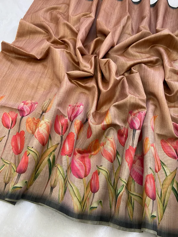 Rakhi_Cream_–_Aesthetic_Edit_for_You_|_Soft_Tussar_Silk_Saree_with_Print,_Border_&_Contrast_Print_Blouse_with_Tassels