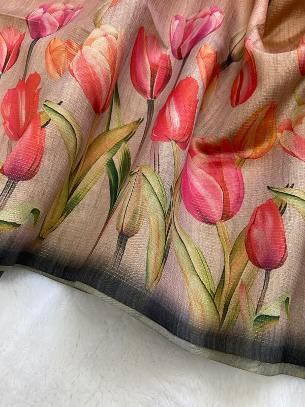 Rakhi_Cream_–_Aesthetic_Edit_for_You_|_Soft_Tussar_Silk_Saree_with_Print,_Border_&_Contrast_Print_Blouse_with_Tassels