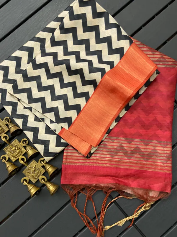 Krishna_Red_–_Devotional_Diwali_Special_|_Soft_Tussar_Silk_Saree_with_Blouse_Piece