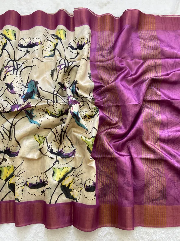 Anusha_Purple_–_Zari_Line_Navratri_Special_|_Soft_Tussar_Silk_Saree_with_Print,_Zari_Line_Saree_&_Print_Blouse_with_Tassels