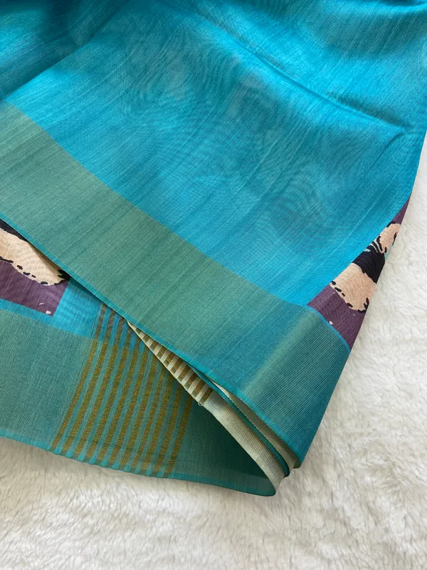 Soft_Tussar_Silk_sarees_with_Beautiful_Print_With_Attractive_Zari_Line_Saree_And_Print_Blouse_With_Tassels