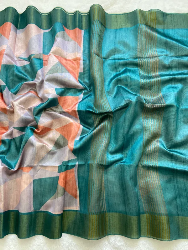 Siya_Rama_Green_–_Zari_Line_Navratri_Special_|_Soft_Tussar_Silk_Saree_with_Print,_Zari_Line_Saree_&_Print_Blouse_with_Tassels