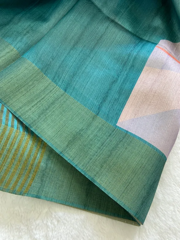 Siya_Rama_Green_–_Zari_Line_Navratri_Special_|_Soft_Tussar_Silk_Saree_with_Print,_Zari_Line_Saree_&_Print_Blouse_with_Tassels