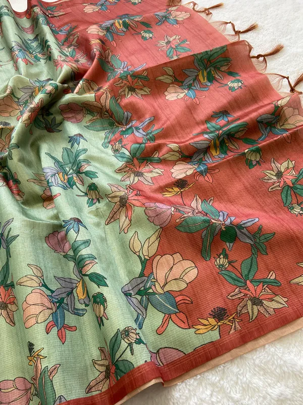 Mishti_Red_–_Mithai_Sweet_Diwali_Special_|_Soft_Tussar_Silk_Saree_with_Print,_Zari_Line_Saree_&_Print_Blouse_with_Tassels