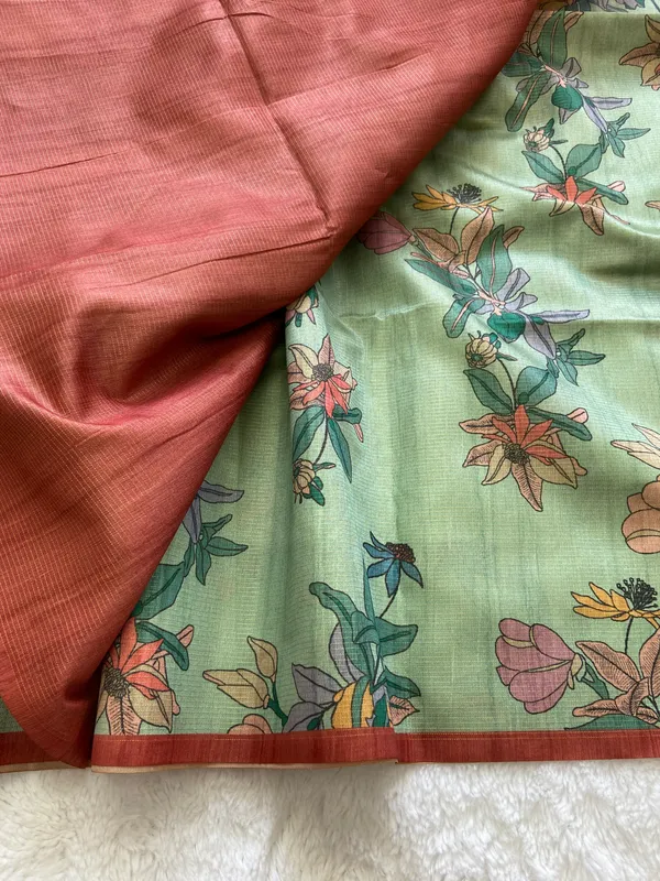 Mishti_Red_–_Mithai_Sweet_Diwali_Special_|_Soft_Tussar_Silk_Saree_with_Print,_Zari_Line_Saree_&_Print_Blouse_with_Tassels
